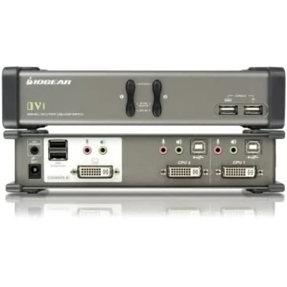 IOGEAR 2-Port DVI KVMP Switch with Audio and Cables, GCS1762 - Picture 1 of 7